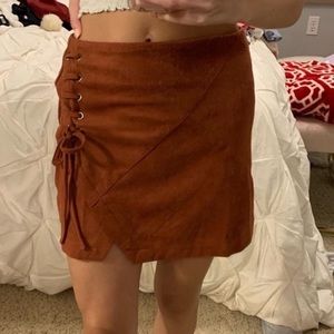 burnt orange mini skirt